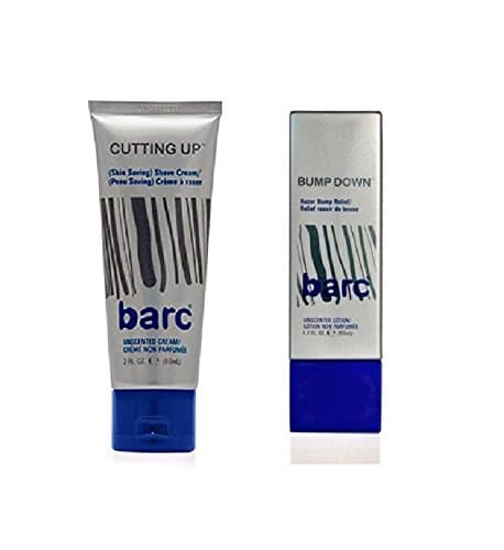 Barc Cutting Up, Unscented Shave Cream, 2 Oz + Barc Bump Down Razor Bump Relief, Alcohol-Free, Unscented Lotion, 1.7 Oz