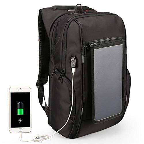 XMYL Simple Solid Color USB Solar Energy Charging Backpack Outdoor Tourism Business Bag Black 311946cm