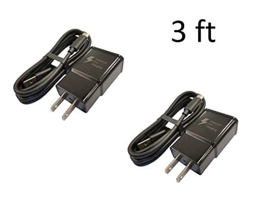FAST Charger Two Pack for Samsung Galaxy S9 S9+ S8 S8+ Note 8 + 3 Foot Type C USB-C Data Charging Cable - Black QuickCharge 2.0