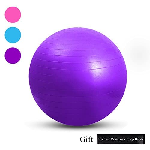 LOPET Exercise Ball (Multiple Sizes),Anti-Burst Birthing Ball/Thick Fitness Ball/Stability/Yoga ball(Office and Home) (Purple, 45cm Purple Gym Ball)