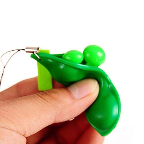 Decompression Toys:2 pieces Extrusion Squeeze-a-Bean Soybean Stress Relief Playful Charms Keychain Gift for children and adults(Random Expression)