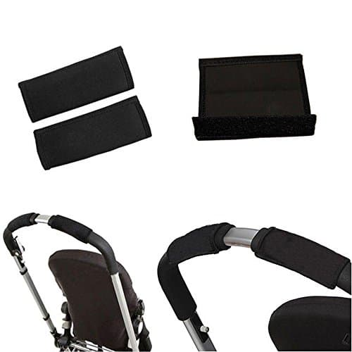 Shhanghe 2 PCs/Set Practical Black Comfortable Baby Pushchair Handle Sleeve Stroller Grip Cover Buggy Non-slip Mat
