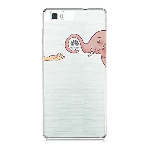 Huawei P8 Lite Case, Huawei P8 Lite Case TPU Protective Soft Silicone Bumper mischief Cover Shock-Absorption and Anti-Scratch Clear Back (Huawei P8 Lite, Elephant)