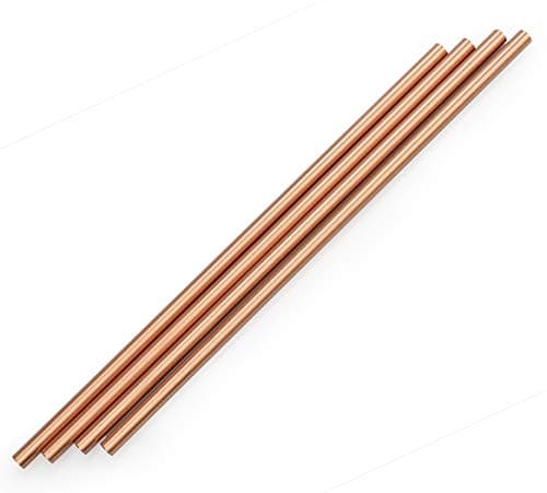 100% Copper Drinking Straws Set of 4 No Lining Inside Length 8.5'' Cleaning Brush Included By zeakko