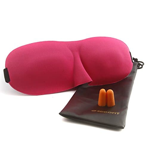 Sleep Mask Sleeping 3D Eye Mask - Eddofit Adjustable Comfortable Light Blocking Eyepatch With Soft Contoured Design Breathable For Sleeping Traveling Naps Meditation Comes With Earplugs (RED)