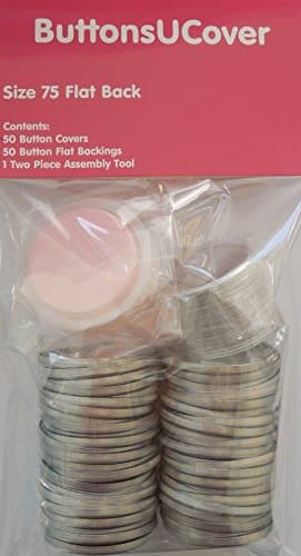 50 ButtonsUCover Cover Buttons with Flat Backs Size 75 and Assembly Tool Kit