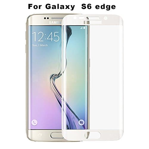 [Touching]Curved Samsung Galaxy S6 Edge (Edge not for normal S6 EDGE Plus)) Tempered glass Screen Protector, Premium Fully Original Curved Screen Guard For Galaxy Edge[White]