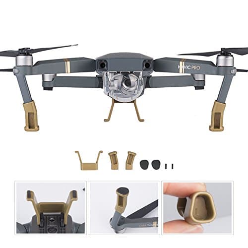 UZOPI DJI Mavic Pro Landing Gear Height Extender Kit Riser Set Stabilizers with Protection Pad and Safe Landing Holder Mount - Golden