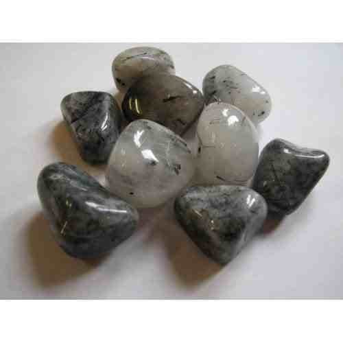 Quartz with Tourmaline Tumble Stone