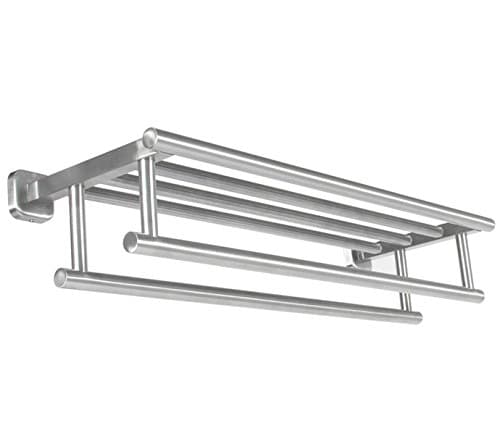 Wall Mounted Double Towel Rack Dual Row Hotel Bathroom Kitchen Rail Bar Holder Storage Shelf Organizer, Stainless Steel Material, For Commercial Home Hotel Use, Anti Rust And Corrosion