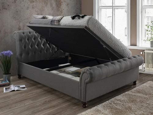 BirleaFurniture Castello Side Ottoman Bed, Fabric, Grey, Double