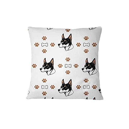 Miniature Fox Terrier Dog Bones Paws Sofa Bed Home Decor Pillow Cover Pillow & Cover Set RENJUNDUN