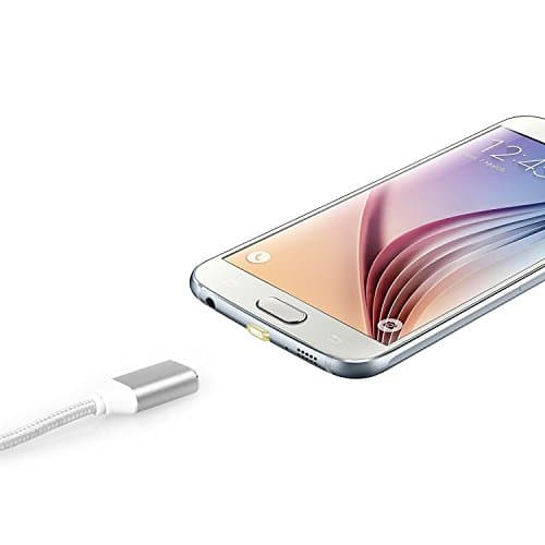 Magnetic Lightning USB Charger Cable Charging &amp; Data Transfer Functions Nylon Braided Heavy Duty Cable 3.3 ft long 2.1 A for Android Devices (Gold)