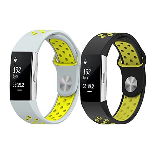 For Fitbit Charge 2 Band, Silica gel Soft Silicone Adjustable Fashion Replacement Sport Strap Bands for Fitbit Charge2 Smartwatch Fitness Wristband fit 5.1-8.1" (2pcs-white, black, 5.5''-8.1'')