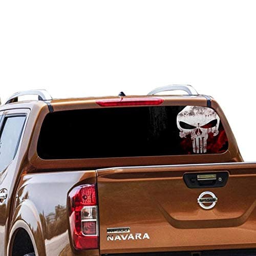 Gold Fish Decals Rear Window Perforated See Thru Graphic Scull 1 Decal Sticker Compatible with Nissan Navara NP300
