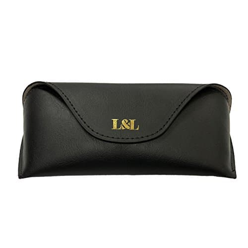 Modern Unisex Eyeglass Eyewear Protective Smooth Leather Case Holder with Microfiber Pouch & Cloth (by Logan Leon)