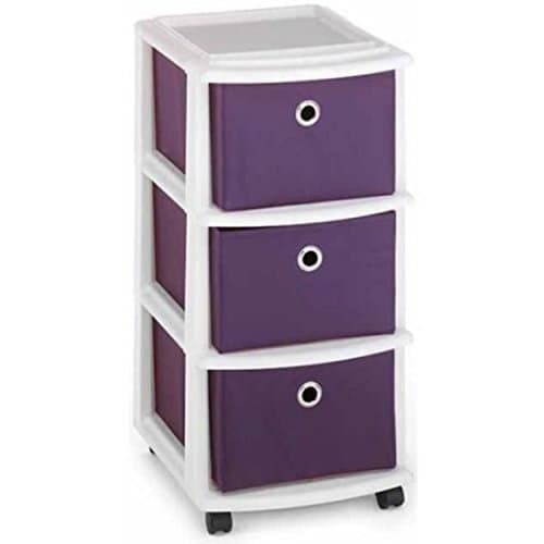 Plastic Frame with 3 Sturdy Fabric Purple Drawers Mobile Organizer
