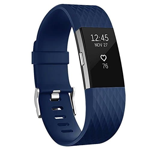 Yandu Replacement for Fitbit Charge 2 Strap, Watchbands Soft Comfortable Accessory Straps for Charge 2 (Special-navy blue, Small)