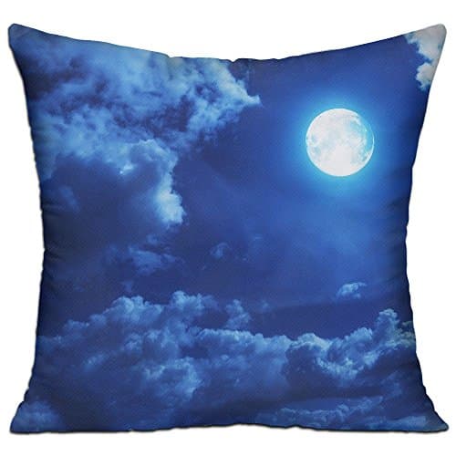 Sexy Lovely Handsome Multi-sized Moon Sky Clouds Blue Night Cushion Cover Polyester Cover Pillow Case Pattern Zipper Pillowslip For Hotel Decorative