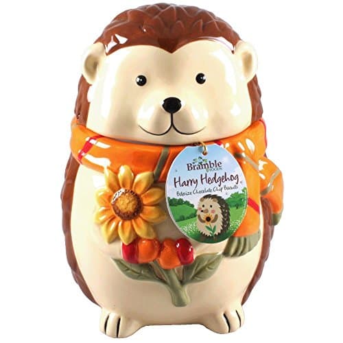 Bramble House Harry The Hedgehog Ceramic Biscuit Jar with Bitesized Chocolate Chip Cookies 200g