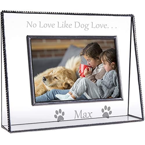 J Devlin Pic 319-46H EP592 Personalized Dog Picture Frame Engraved Clear Glass Tabletop 4 x 6 Horizontal Pet Photo Keepsake