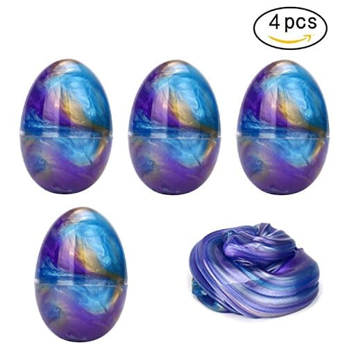 Galaxy Fluffy Slime Colorful Soft Egg Slime Putty Magic DIY Clay Stress Relief Toy No Borax and Non Toxic Scented For Children and Adults (4 Pack)