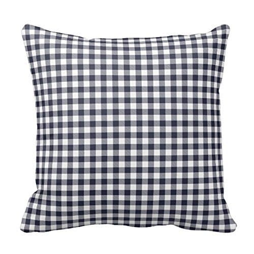 Custom Decorative Cushion Covers Navy Blue and White Pillow Gingham Checkered Plaid Pattern Throw Pillow Cover Pillowcases Square Two Sides