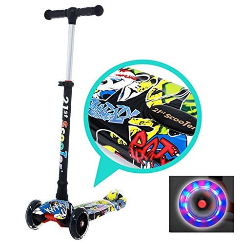 Scooters for Kids, Fun Designed Deck 3 Wheels Scooter 4 Years and Up with T-Bar Handle 110lb Weight Limit Kick Scooter