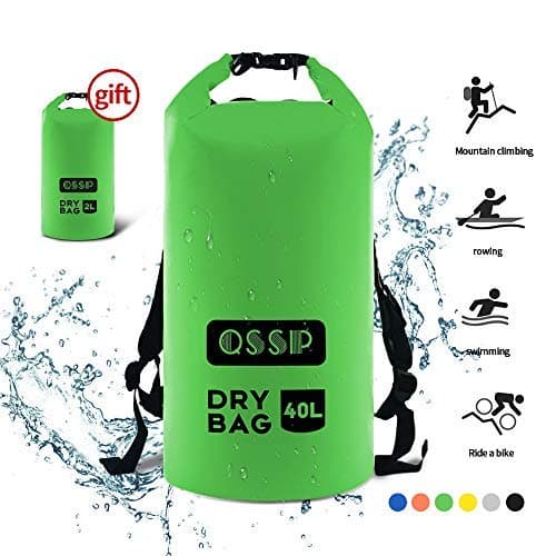 QSSP Waterproof Dry Bag, Roll Top Floating Storage Sack Keeps Gear Dry for Boating, Kayaking, Fishing, Boating, Rafting, Swimming, and Camping (2L/10L/20L/30L/40L)