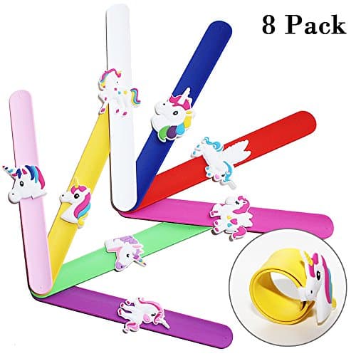 Silicone Unicorn Slap Bracelets Bulk 8 Pack in 8 Different Colors for Girls, Boys and Kids - Unicorn Party Supplies, Birthday Favor, Children's Day Show Perfect Gifts