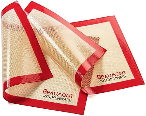 Beaumont Kitchenware Top Rated Non-Stick Crafting/Baking Mat | BPA Free FDA Approved Silicone | No Oils/Sprays | Healthy | Freezer, Dishwasher Safe | 16½" x 11⅝" Fits Half Sheet (Set of 2)