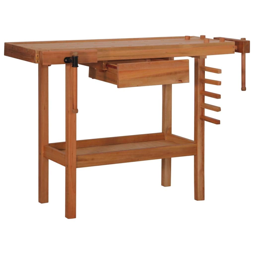 Aulley Carpentry Work Bench with Drawer 2 Vises Hardwood