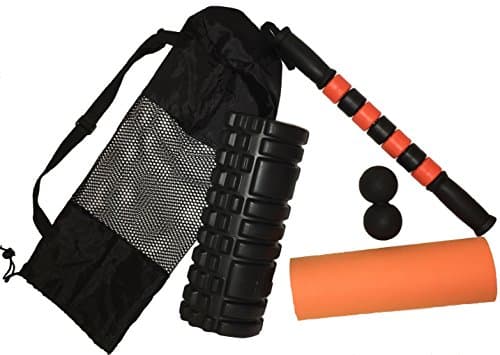 High Density Foam Roller Kit+Muscle Roller Stick+Peanut Double Massage Ball+Self Massage Mobility Bundle