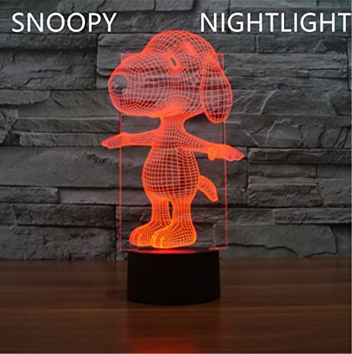 CHINAXYZZZ Snoopy Lamp 3D Optical Illusion LED Nightlight Touch Switch Table Desk Snoopy Lamp 7 Changing Colors Acrylic Flat with USB Charger or Battery for Room Decoration or Festival Gifts