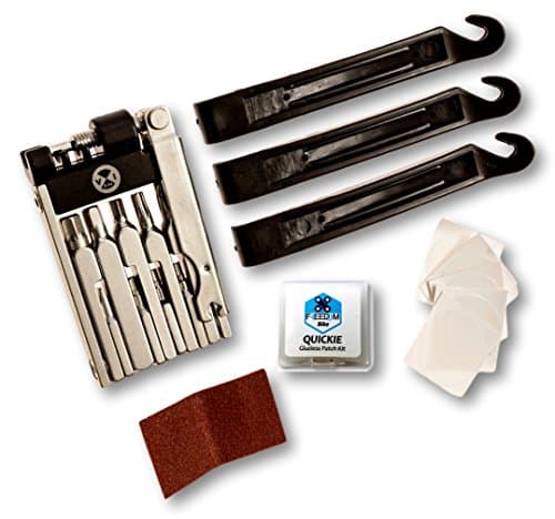 Freedom Bike Bike Multi Tool | ESSENTIAL12 Multifunction Kit Includes 3 Tire Levers and Glueless Patch Kit with 6 Patches | Compact to fit Any Saddle Bag! | Allen, Torx, Chain Tool, Screwdriver