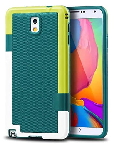 Galaxy Note 3 Case, Hinpia 2 in 1 Hybrid Shock Resistant Rubber Slim Protective Cover for Samsung Galaxy Note 3 (Teal)