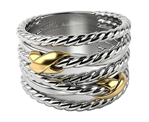 Gempara Designer Inspired Double X Crossover Ring with tipple Coated 18K Gold over Silver (7)