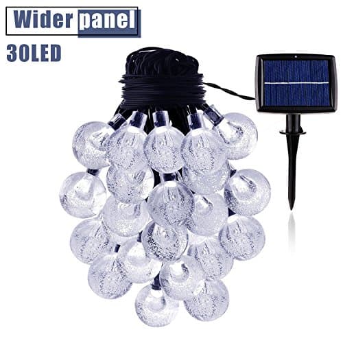 String Lights Solar Power 20 Feet with 30 LED Crystal Ball Super Bright Waterproof Indoor Outdoor for Christmas Garden Home Party Wedding Holiday Decorations(Cool White)
