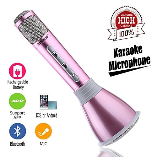 Wireless Karaoke Microphone,Portable Bluetooth Karaoke Player Speaker for iPhone Android , Home KTV Outdoor Party Muisc Playing Singing Anytime (pink)