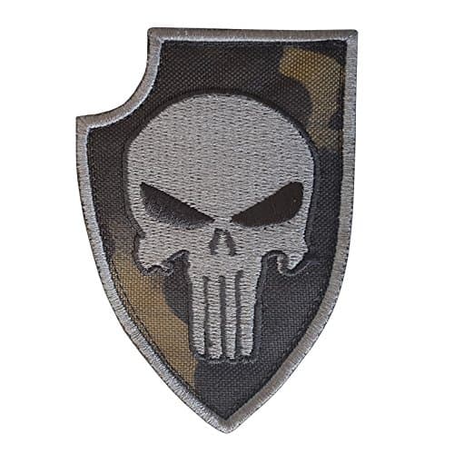 Multicam Black Punisher Shield US Navy Seals DEVGRU Morale Embroideru Hook&amp;Loop Patch