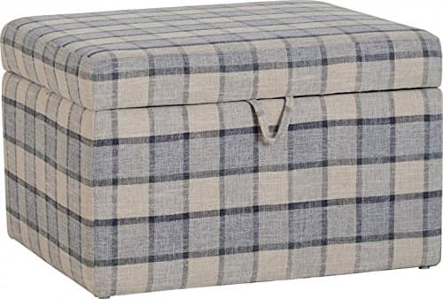 Provincial Home Hammond Storage Stool - Grey Check Fabric