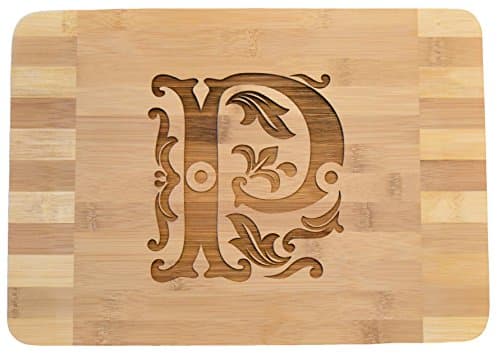 Personalized / Custom Engraved Monogram Bamboo Wood Cutting Board - 13.5"x9.5"x0.66" (P)
