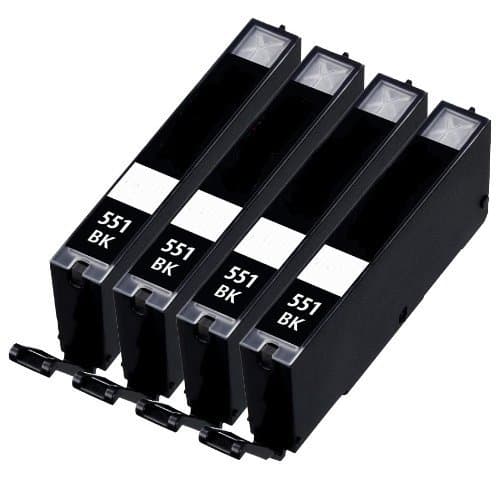 4 Black Compatible Canon CLI-551Bk Printer Ink Cartridge for Canon Pixma iP7250, iP8750, iX6850, MG5450, MG5550, MG5650, MG6350, MG6450, MG6650, MG7150, MG7550, MX725, MX925