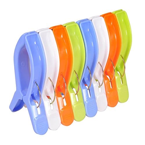 Ecrocy 8 Pack Jumbo Size Beach Towel Clips for Beach Chairs Or Lounge Chair - Keep Your Towel From Blowing Away,clothes Lines - Jumbo Size 6.3 Inch