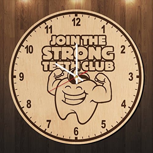 Funny teeth design wood wall clock - Modern wood wall clock - Gift ideas for adults and youth - Handmade living room wall art decor