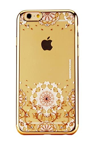 Iphone 6s 6 Case,soft Flexible TPU Electroplate Transparent Bling Flower Crystal Rhinestone Diamond Skin Scratch-proof Protective Case for Apple 4.7 Inch (Trailing Plants)