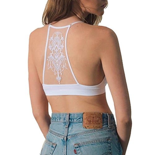 BohoNow Boho Chic Medallion Racerback Bralette (M/L, White)