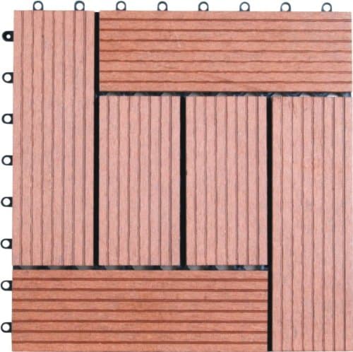 Naturesort N4-OTSA1 Bamboo Composite Deck Tile, 6-Slats, 11-pack