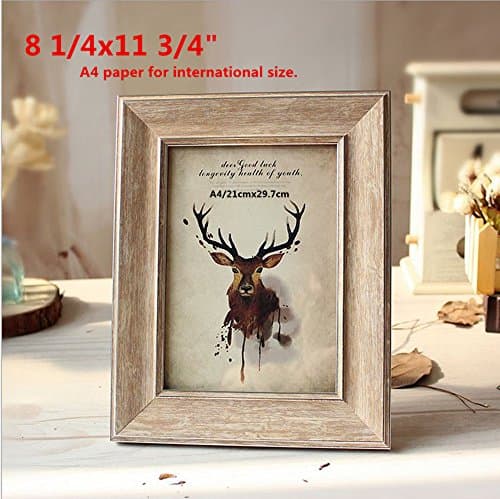 leyoubei Retro Frame Simple frame for documents or photographs,Decorative picture on the wall/Thick frame Pack of 1 (8 1/4x11 3/4"Retro silver deer) A4 paper for international size.
