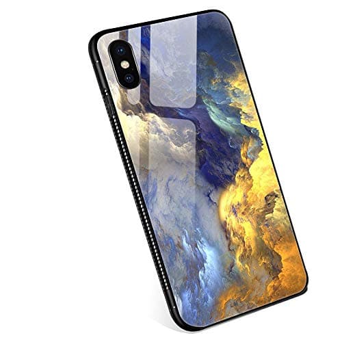 iPhone Xs Max Case, 9H Tempered Glass iPhone Xs Max Cases, Colorful Cloud Pattern Design Shockproof Anti-Scratch Case for Apple iPhone Xs Max 6.5 inch Colorful Cloud